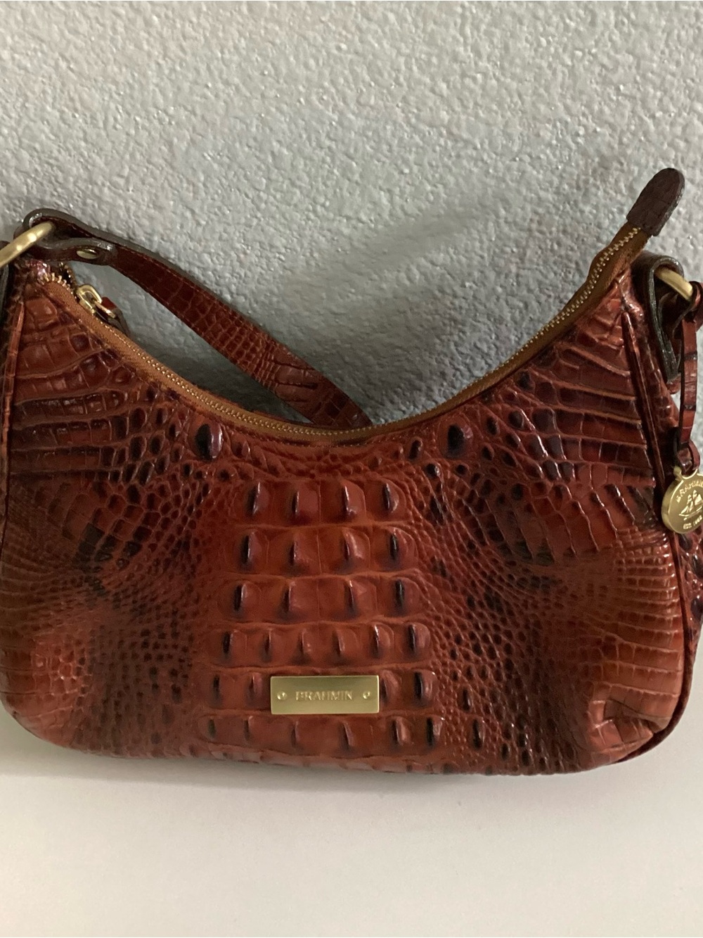 Brahmin Tabitha Croc-Embossed Shoulder Hobo Bag Like New - Picture 3 of 14